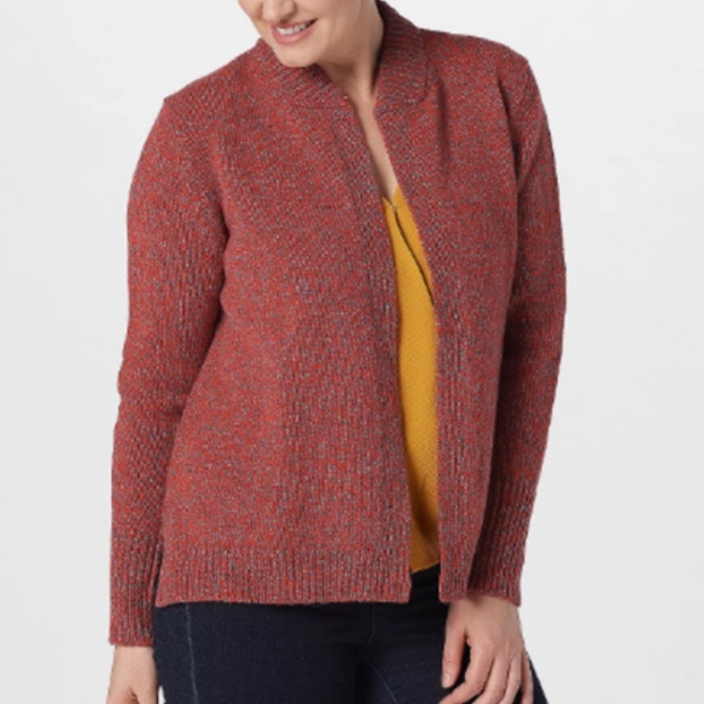 Fisherman Out Of Ireland Cashmere and Merino Wool Warm Open Front Cardigan Small
